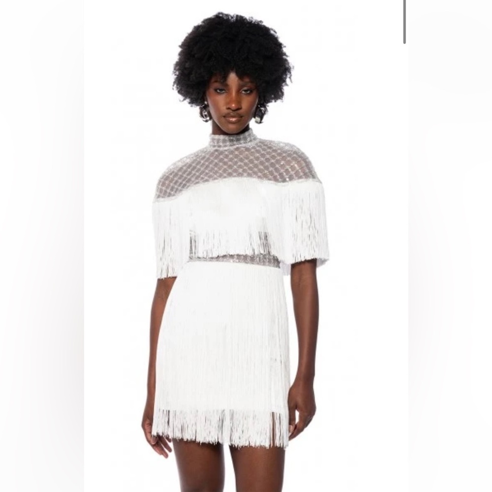 Elegant White Fringe Dress